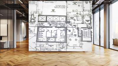 A detail closeup view of floor plan drawing. Wall mural