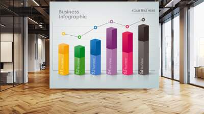 Business Infographic, process bar chart showing trend Wall mural