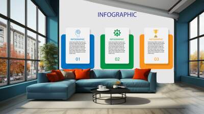 Business infographics. Concept of three steps of business strategy and development. Modern vector illustration for presentation. Wall mural