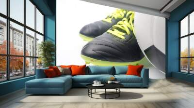 Football and a football shoes  isolated on white background. Wall mural