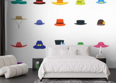 Hats Set Fashion for Men and Women. Vector Wall mural