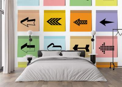 arrow in sticky note paper icons Wall mural