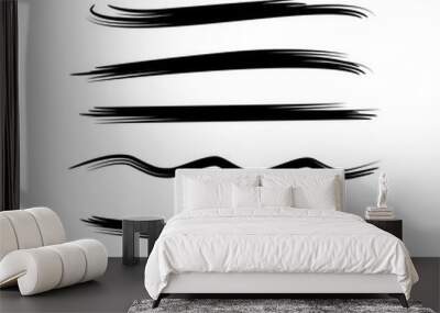 black brush stroke line vector set Wall mural