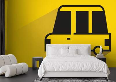 car icon with shadow on yellow background Wall mural