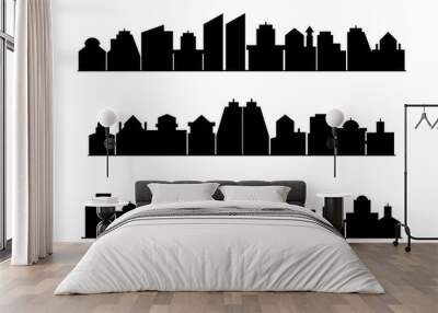 city skyline silhouette set Wall mural