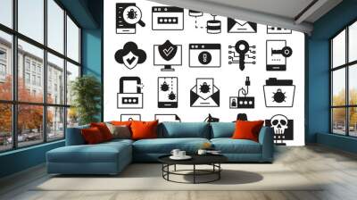 cyber and network security icons set Wall mural