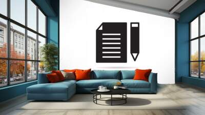 document paper and pen icon vector illustration on white background Wall mural