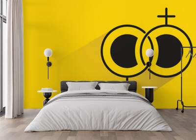 gender symbol with shadow on yellow background Wall mural