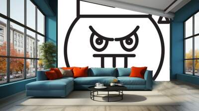 Graduate Student Cheeky Face Emoji Line Art
 Wall mural