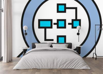 magnifier glass and diagram icon Wall mural