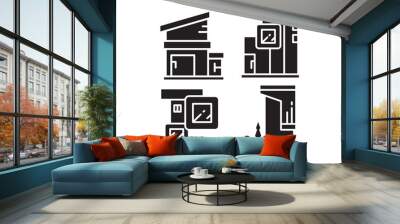 modern home, modern office building , condo and apartment icons set Wall mural