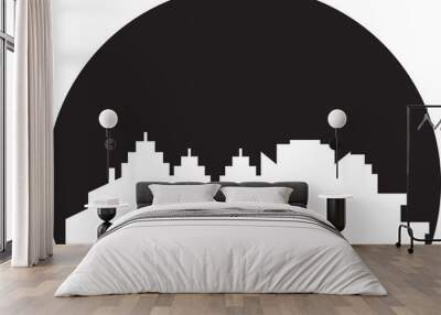 Silhouette Tower Skyscraper in Circle Illustration Wall mural