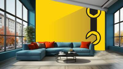 wrench tool icon with shadow on yellow background Wall mural