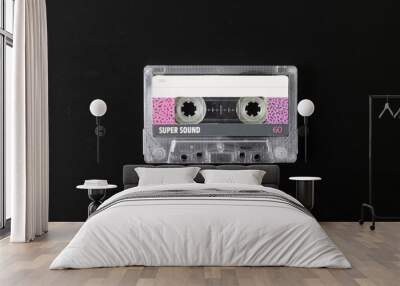 Old tape cassette, old or aged wood background. İsolated casette Wall mural