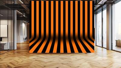 Stripe room in black and orange design for Halloween card background. Wall mural