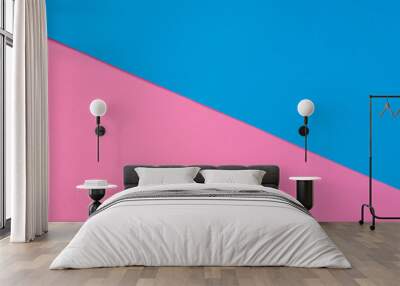 Two tone blue and pink color paper. empty space for background design. Wall mural