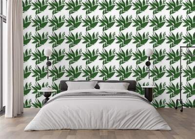 Green and white leaves wallpaper background Wall mural