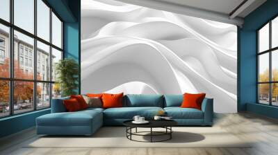 abstract smooth white waves and curves forming futuristic 3d light background Wall mural