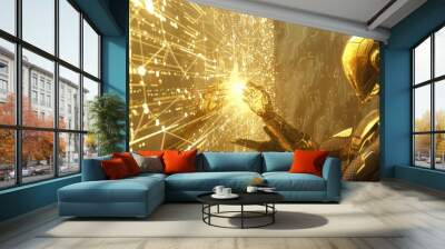 ai alchemist transmuting raw data into golden stream of knowledge futuristic concept Wall mural