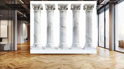 ancient greek white marble columns in a row isolated on white background architectural elements Wall mural