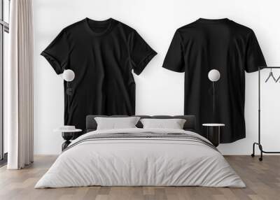 black tshirt mockup template blank front and back views isolated on white Wall mural