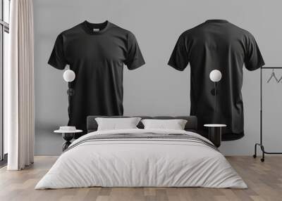 blank black male tshirt mockup template front and back view for design Wall mural