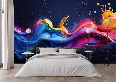 dynamic abstract paint splash background vibrant liquid spectrum illustration Wall mural