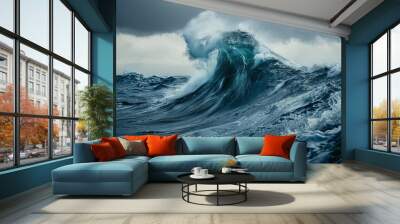 Dynamic ocean waves captured in high-definition Showcasing the powerful and mesmerizing beauty of the sea Wall mural