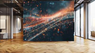 dynamic particle flow in modern it tech wallpaper abstract digital background 3d rendering Wall mural