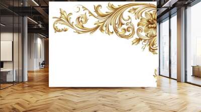 elegant gold vintage baroque corner ornament antique filigree pattern wedding invitation design Wall mural