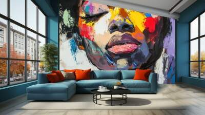 expressive abstract portraits capturing diversity and individuality colorful modern art style Wall mural