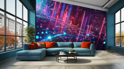 futuristic abstract statistics chart wallpaper background data visualization concept illustration digital art Wall mural