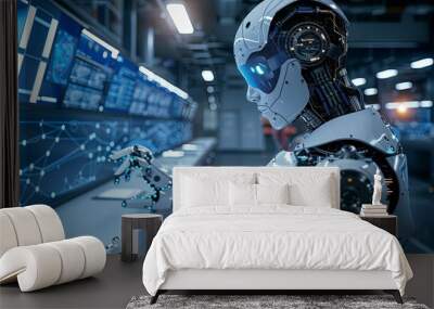 futuristic artificial intelligence robot control system in industry 40 smart factory digital art Wall mural