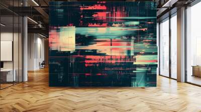 futuristic test screen glitch texture with distorted pixels and scanlines edgy retro illustration concept Wall mural