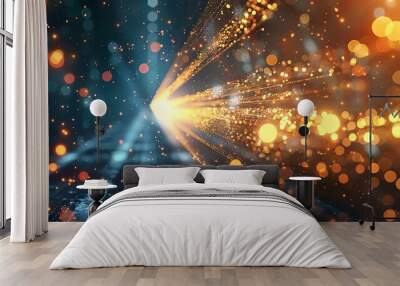 glowing abstract rays of light merging into directional arrow shape concept illustration Wall mural