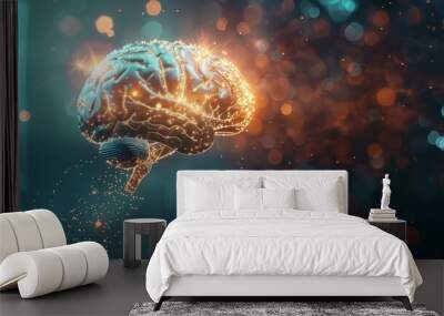 glowing ai brain illuminating innovative ideas digital illustration Wall mural