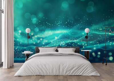 glowing teal and green abstract technology background grainy gradient texture web header design Wall mural