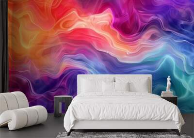 iridescent dreamscape flowing abstract waves in vibrant colors dynamic wallpaper background digital art Wall mural