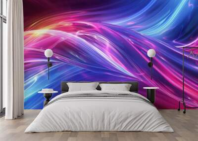 iridescent neon holographic twisted wave in motion vibrant colorful gradient abstract background Wall mural