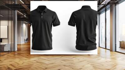 plain black polo shirt mockup design front and rear view isolated on white product mockup Wall mural