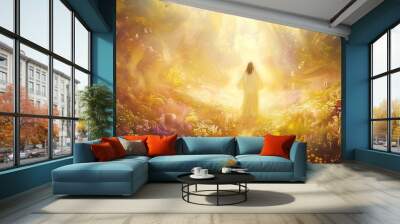 radiant bride illustration jesus christ welcoming to new jerusalem gods promise of eternal life religious concept art Wall mural