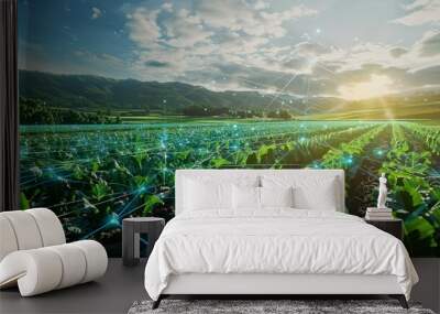 smart farming precision agriculture concept advanced sensors for crop monitoring technology integrat Wall mural