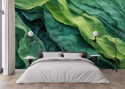 sustainable fashion concept abstract green texture background with recycled fabrics environmental conservation digital illustration Wall mural