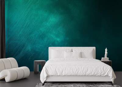 teal blue green and black gradient background with grainy texture dark technology banner Wall mural