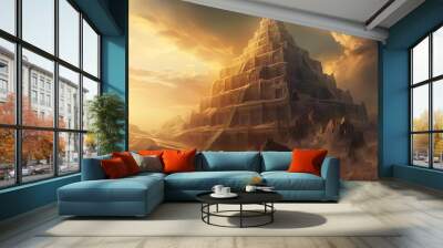 the tower of babel genesis 1119 biblical scene illustration Wall mural