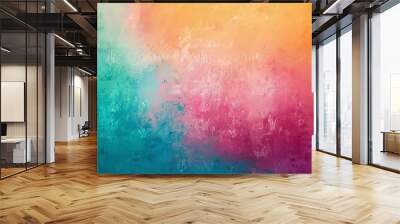 vibrant abstract grainy gradient background orange teal green pink summer poster design Wall mural