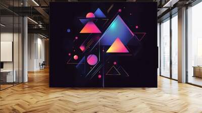 Abstract dark background with gradient geometric designs image  Wall mural