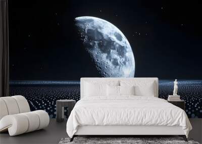 Illuminated half moon with dark lighting pattern effect image Wall mural