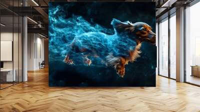 Spirit dachshund sprinting under vibrant Patronus lighting picture Wall mural