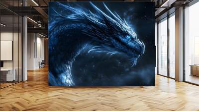 Vibrant dragon set against a stormy night sky image   Wall mural